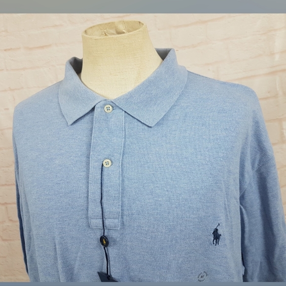NWT Polo Ralph Lauren Mens Polo Shirt Mesh Jamaican Blue $118 Big&Talll 2LT 3LT - Picture 3 of 10